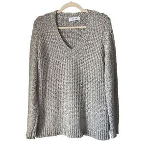 S1 Gray Waffle Cable Knit V‎ Neck Sweater Size Small